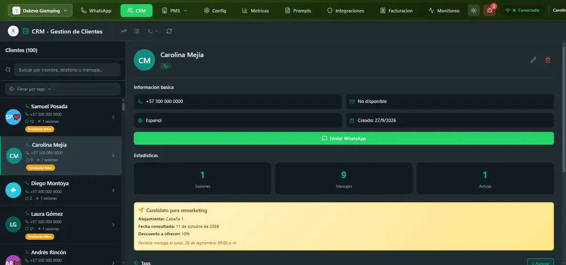 Ficha de cliente con seguimiento programado