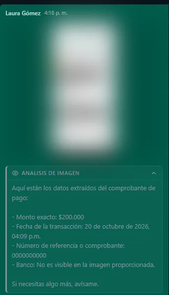Análisis del comprobante de pago en la plataforma